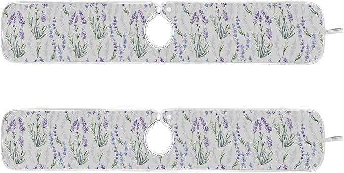 Kitchen Faucet Absorbent Mat,Lavender Flower Water Splash Guard for Sink, Faucet Drip Catcher Thicken Sponge Microfiber Faucet Water Catcher Mat Sink Absorbent Mat for Kitchen 14x5in 2 Pack