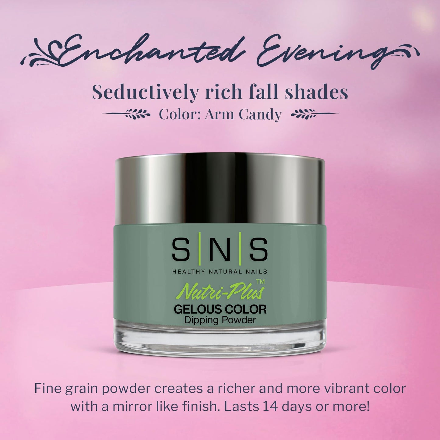 SNS Nail Dip Powder, Gelous Color Dipping Powder - Arm Candy (Green/Seafoam), EE13- Long-Lasting Acrylic Nail Color & Polish Las