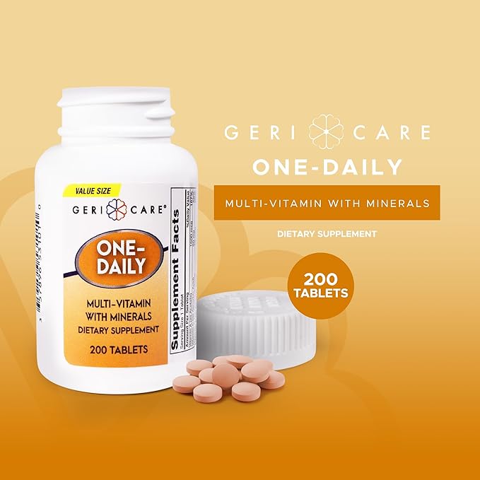 GeriCare One-Daily Multi-Vitamin & Minerals, Dietary Suplement Tablets (200 Count (Pack of 1))