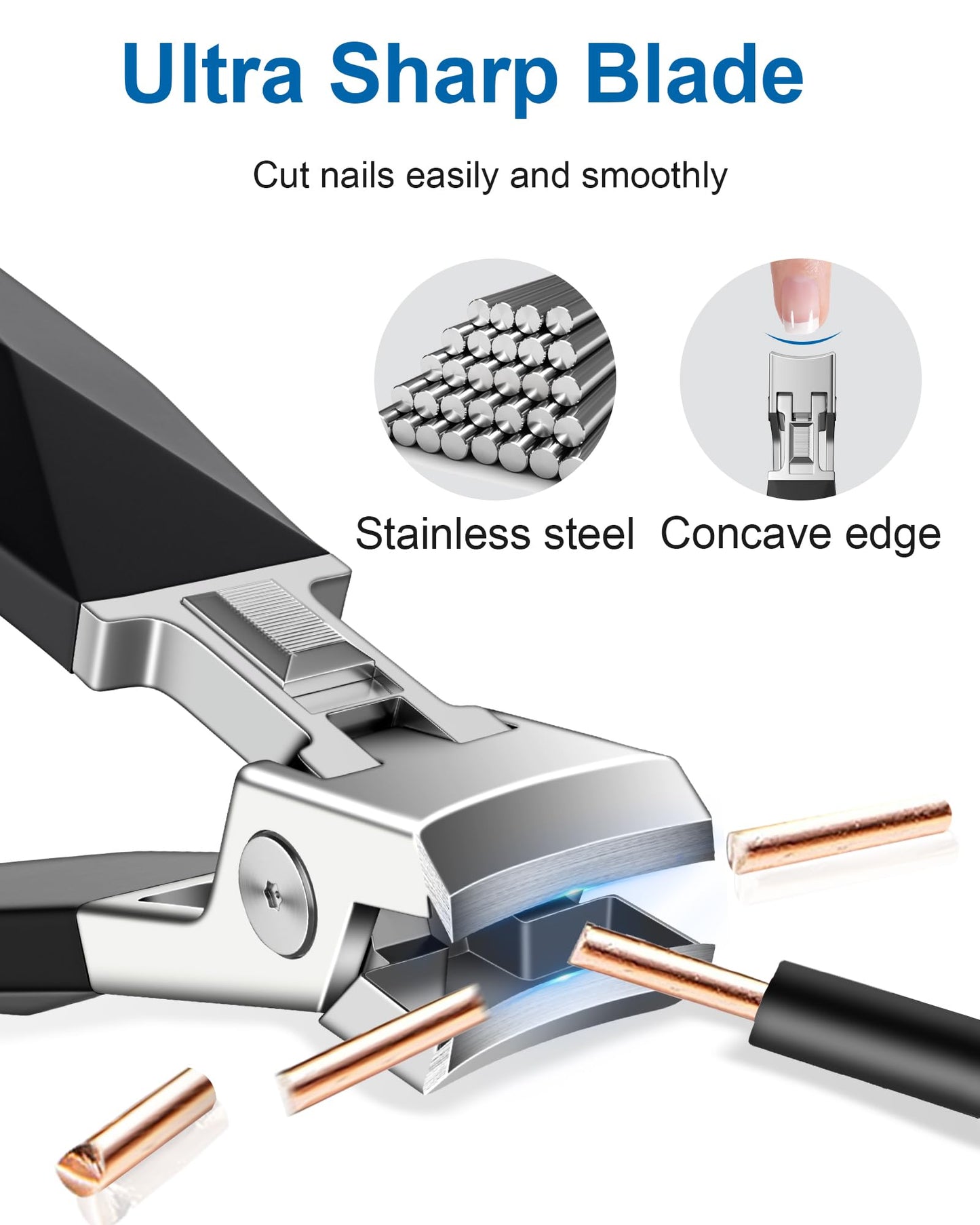 IDEEEPAN Nail Clippers - Sharp Wide Jaw No Splash Fingernail and Toenail Clipper, with Catcher & Safety Lock, for Men, Women, Se