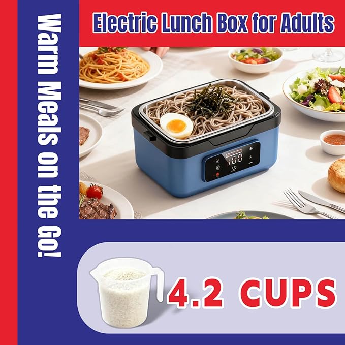 Cordless Electric Lunch Box, Heated Portable Food Warmer with 10000mAh Battery, 1L/1.5L Capacity, 3-Modes for Office Car Travel