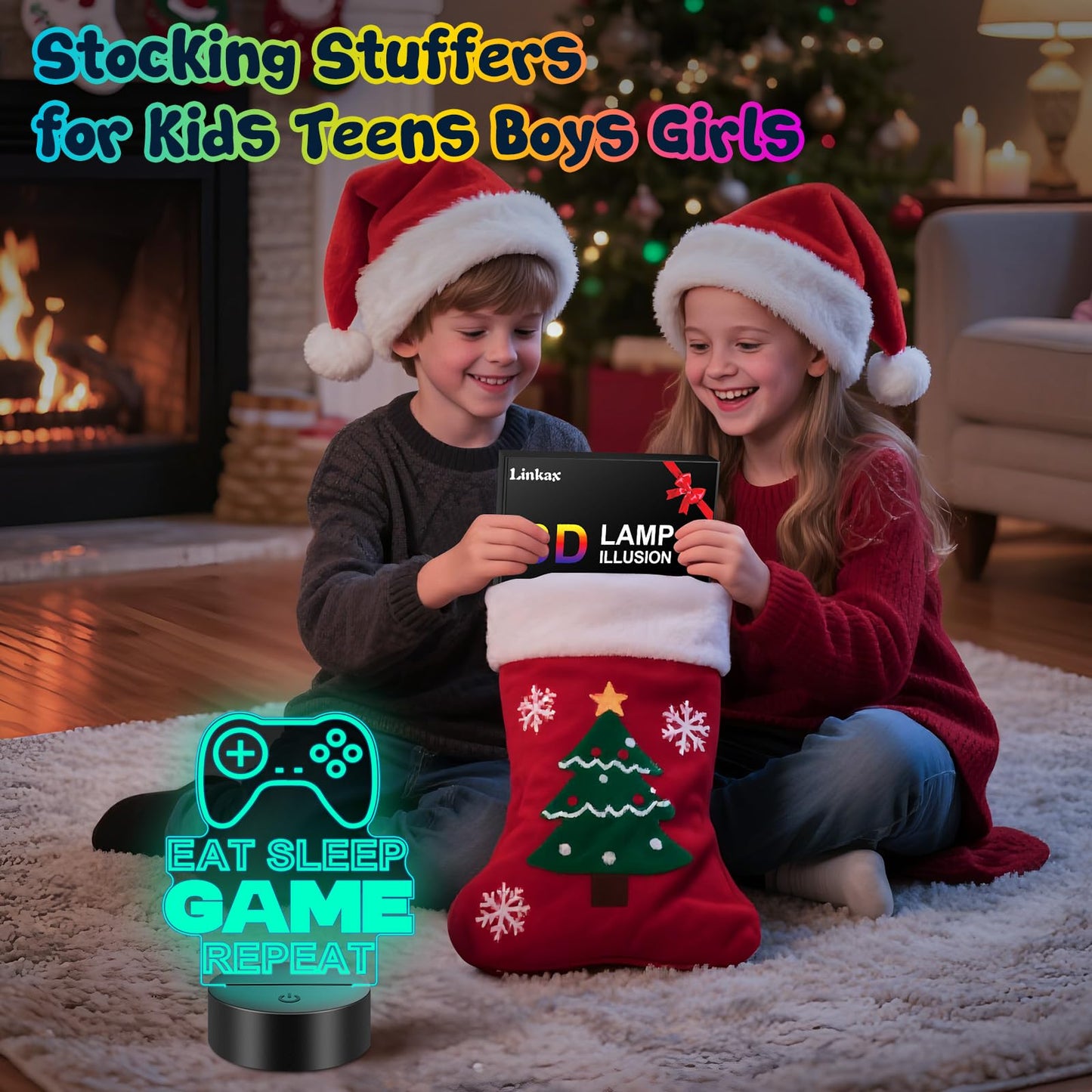 Linkax 3D Illusion Night Light & Soccer Gift For Teens  Boys & Kids - 8 To 12 Year Olds - Football Accessories & Room Decor (Gaming)