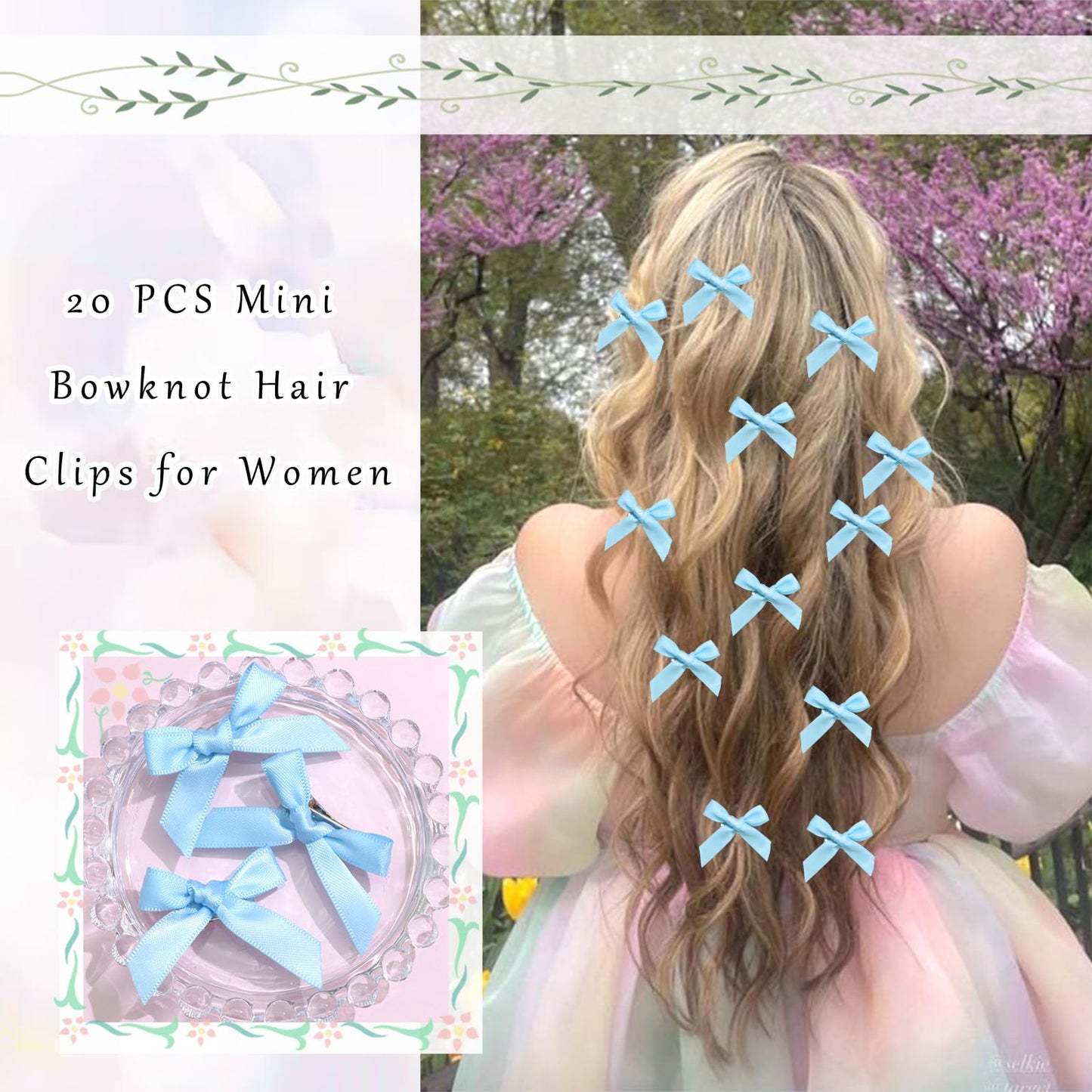 SAWINDA 20PCS Pink Hair Bows Ribbon Alligator Hair Ribbon Hair Barrettes for Teens Small Claw Clips for Thick Thin Hair Cute Hai