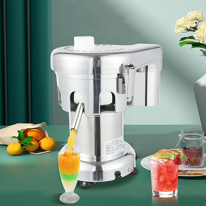 370W Commercial Fruit Juicer, Slag Juice Separation Juicer Machine, 2.8L Stainless Steel Pure Juice Extractor, 2800RPM, Low Noise, Automatic Pulp Separator, for Home, Restaurant, Cafe