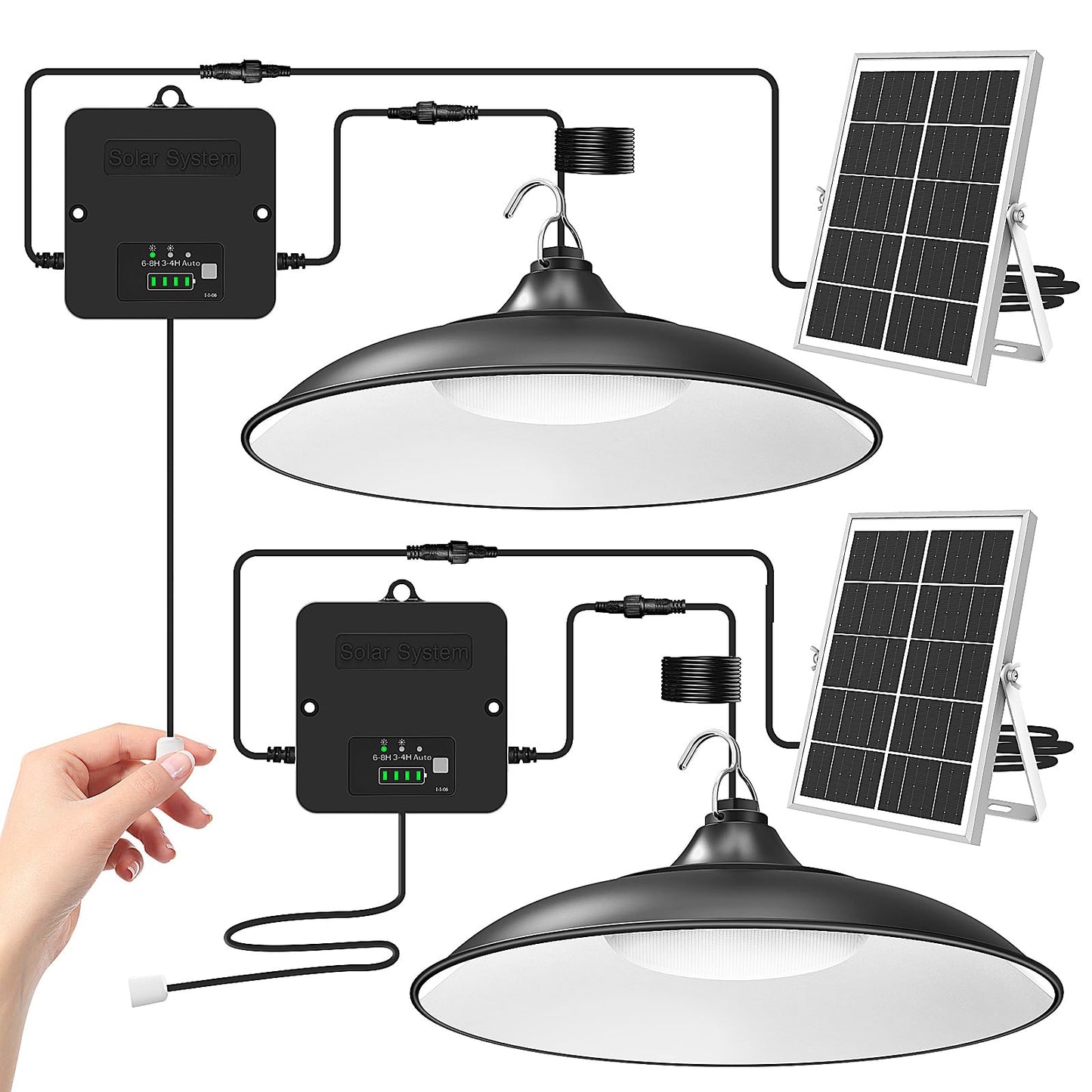 Apilab Solar Shed Light Indoor Outdoor  2000Lm Daytime Available Pendant Light With Pull String  Dusk To Dawn  3 Lighting Modes Solar Lights Indoor  Ip65 Waterproof For Barn  Gazebo  Shop  Garage