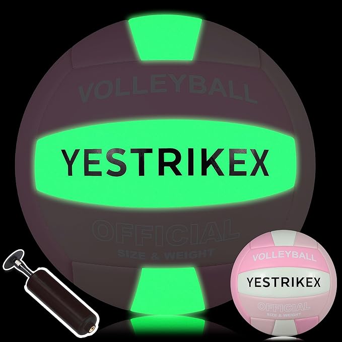 YeStrikeX Official Size 5 Glow in The Dark Volleyball, Fluorescent Light Night Volleyball Soft Indoor Outdoor Volleyball G...