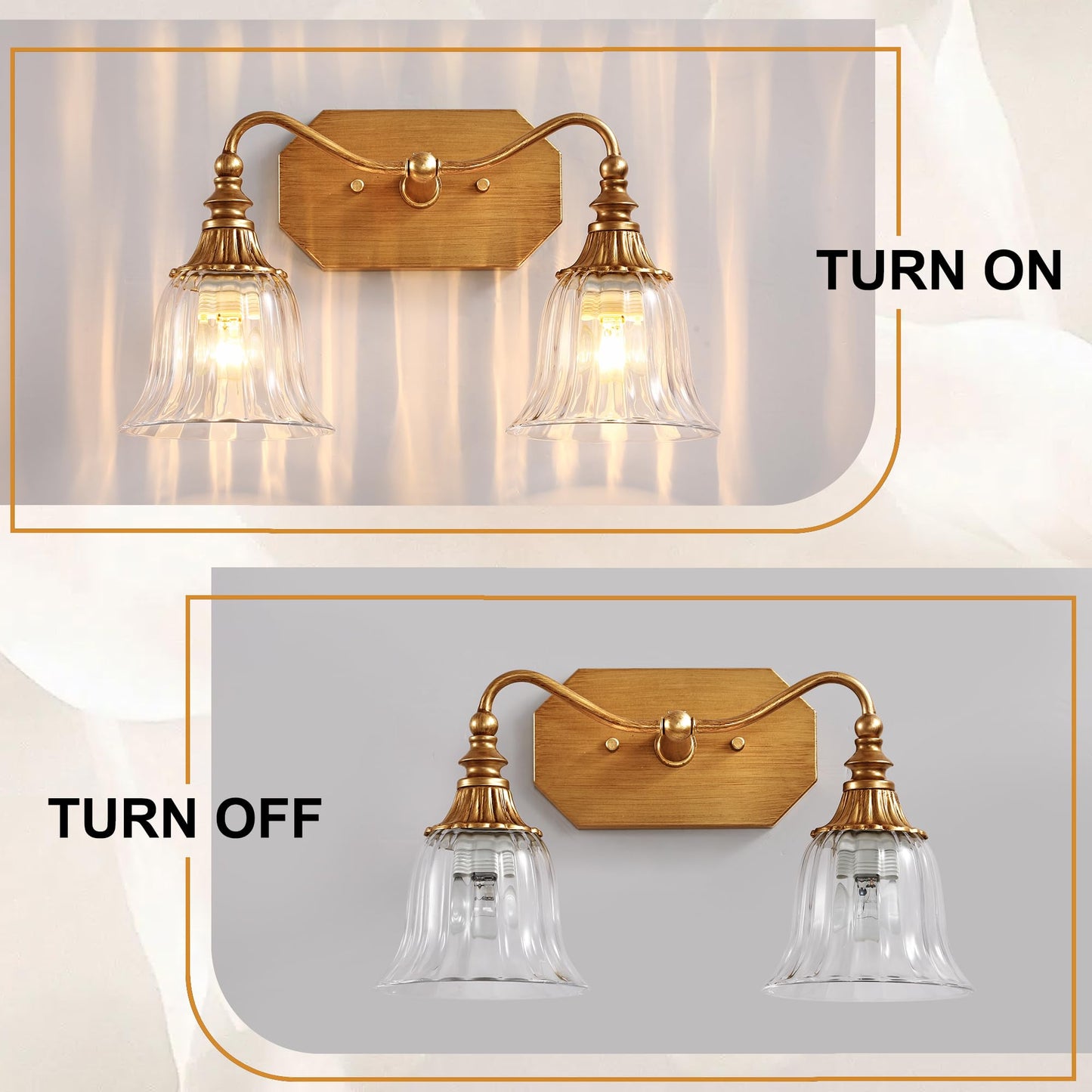 Lmnlvn Bathroom Vanity Gold Light Fixture  2 Lights Bathroom Lighting Matte Antique Brass Finish With Crystal Glass Shade  Gold Vintage Vanity Light For Bathrooms