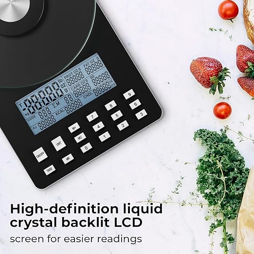 Nutrition Food Scale,5KG Digital Food Scale for Weight Loss,Prefect for Calculating Food Facts,Calorie Counting,Meal Prep,Fat,KCAL,Carbohydrates,Cholestero,with Food Grade Glass