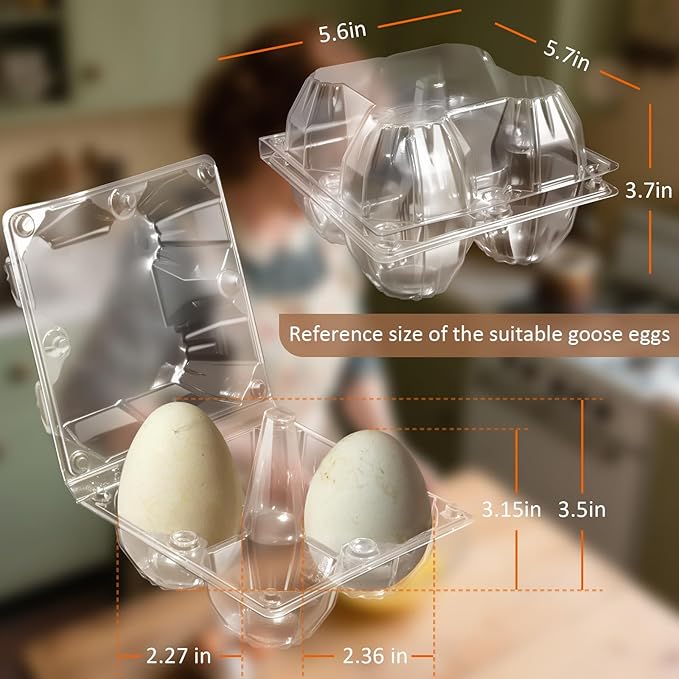 tutata Goose Egg Cartons, 40 Pack, 1/3 Dozen Jumbo Egg Carton, Plastic Box, Blank Top