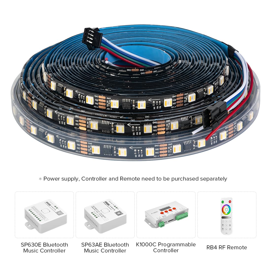 Btf-Lighting Ws2805 Ic Rgbcct Addressable Dual Data Led Strip 5050Smd 16.4Ft 60Led/M 20Pixel/M 5 Colors In 1 Chasing Color Rgb+Cct 3000K-6500K Lights Strip Ip30 Dc12V(No Adapter Or Controller)