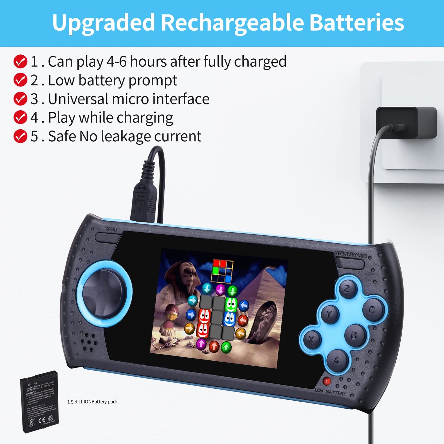 16 Bit Handheld Game for Kids Built-in 230 HD Classic Retro Video Games USB Rechargeable 3.0 Inch Childrens Travel Electronics Toys Portable Gaming Player System Gift for Boys Girls Ages 4-8-12