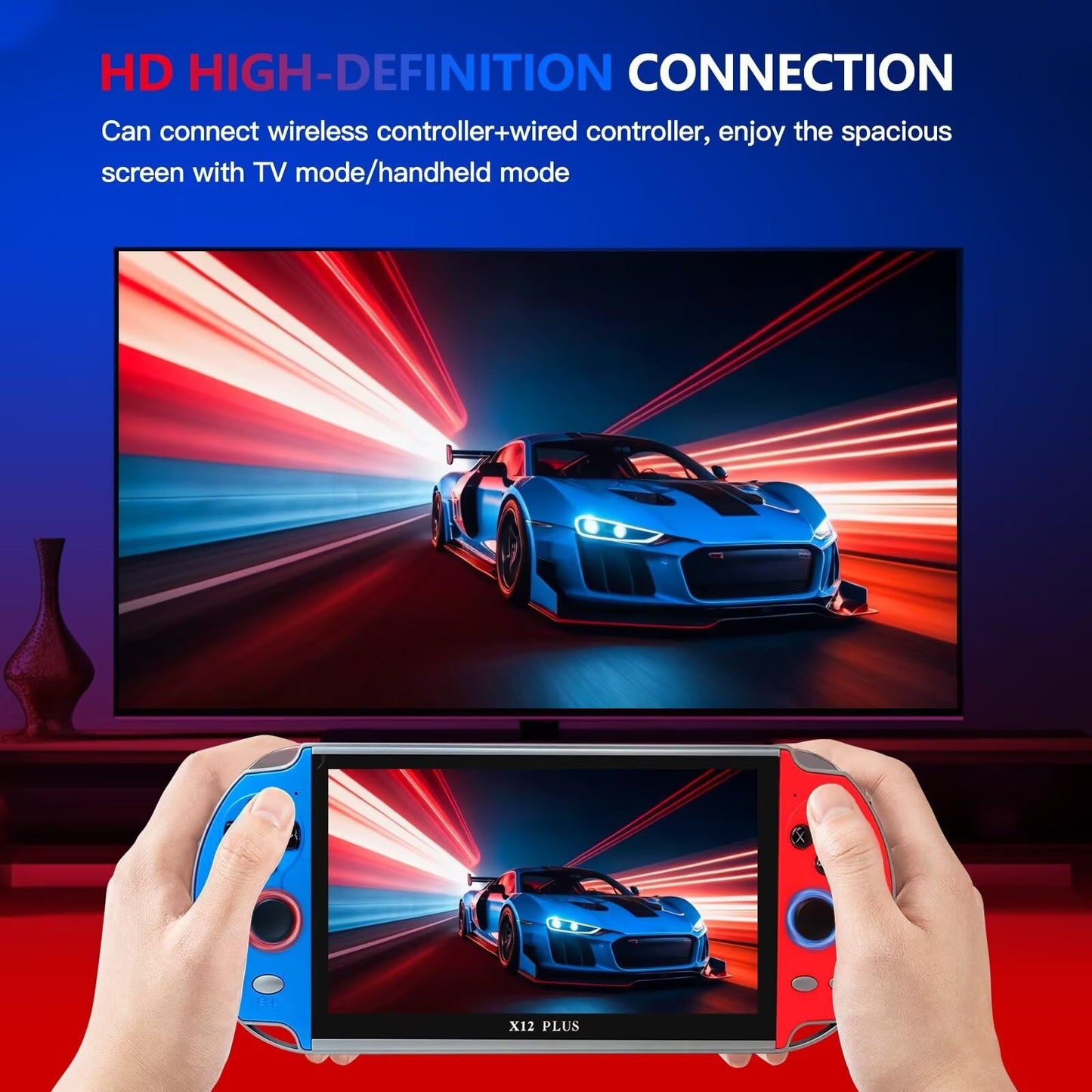 Built-in 10000+ X12 Plus Games Retro Portable Handheld Video Game Console 7 Inch 16GB Color LCD Kids Color Game Player