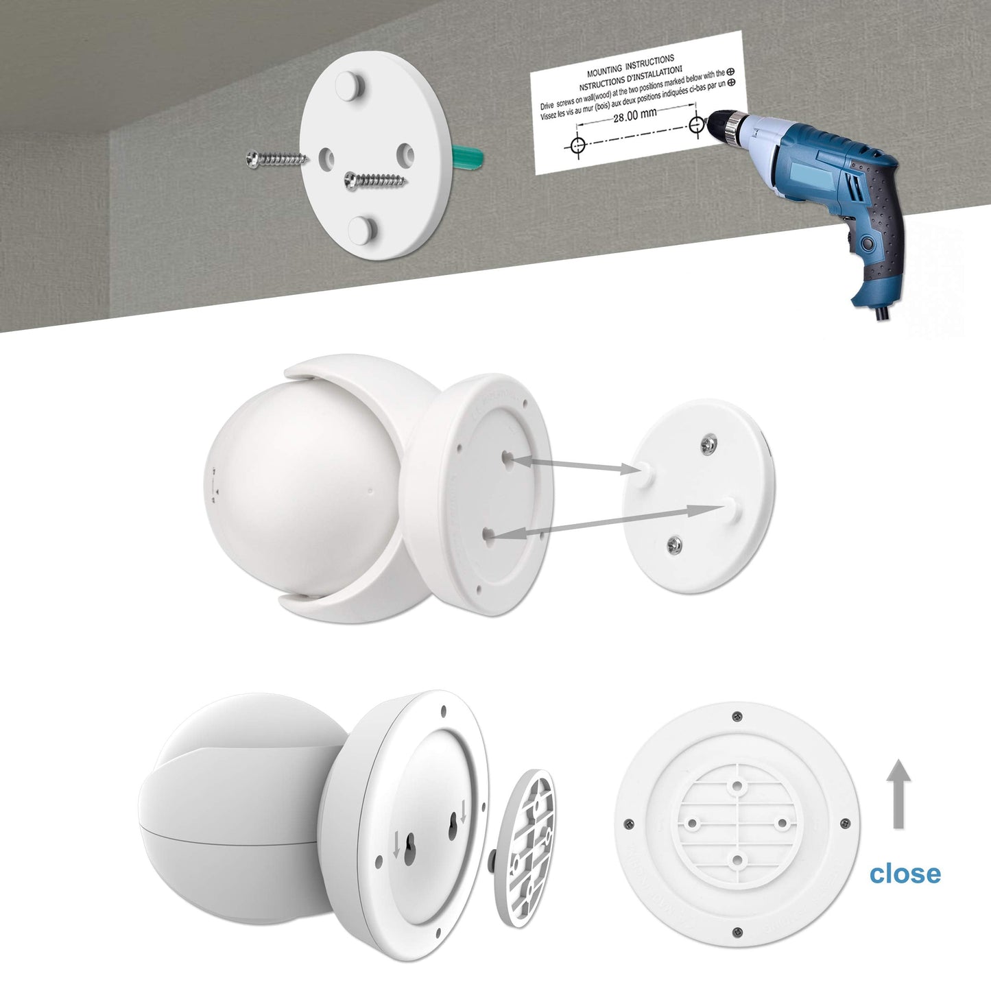 HONWELL Battery Operated Motion Sensor Light Outdoor Wireless Waterproof Spotlight Motion Detector Security Light, Light Sensor Auto On Off for Porch Stair Hallway Garage Wall Shed House Door (1Piece)