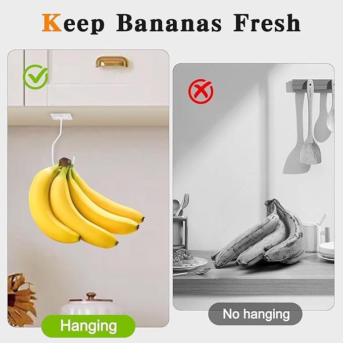 Self-Adhesive Banana Hooks, Foldable Magnetic Hanger Under Cabinet, Sturdy Metal Banana Holder for Kitchen, Space-Saving Design to Keep Bananas Fresh 1 Pieces White