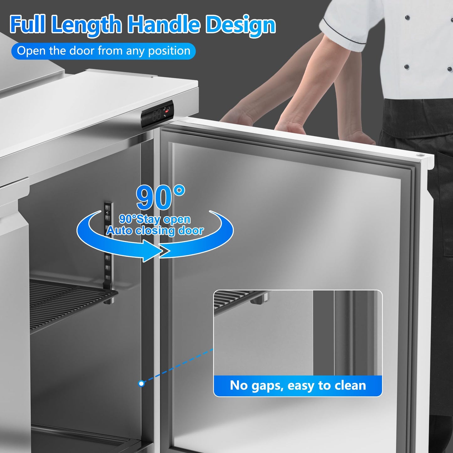 Rockitch 48" W Commercial Refrigerator Sandwich Salad Prep Table Refrigerator, 13.8 Cu.ft Stainless Steel Commercial Kitchen Refrigerated Equipment with 12 Pans for Restaurant, Bar, Shop, etc.