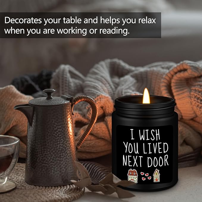 Homsolver Anniversary Birthday Valentines Unique Day Gift for Him, Friendship Gifts for Him, Men, Best Friend, Neighbors, House Warming Gifts New Home, I Wish You Lived Next Door Scented Candles