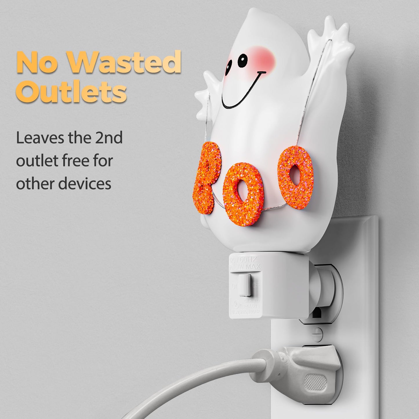 DORESshop Halloween Night Light - Ghost Plug-in Nightlight, 360? Rotatable, Warm White, 1 Pack