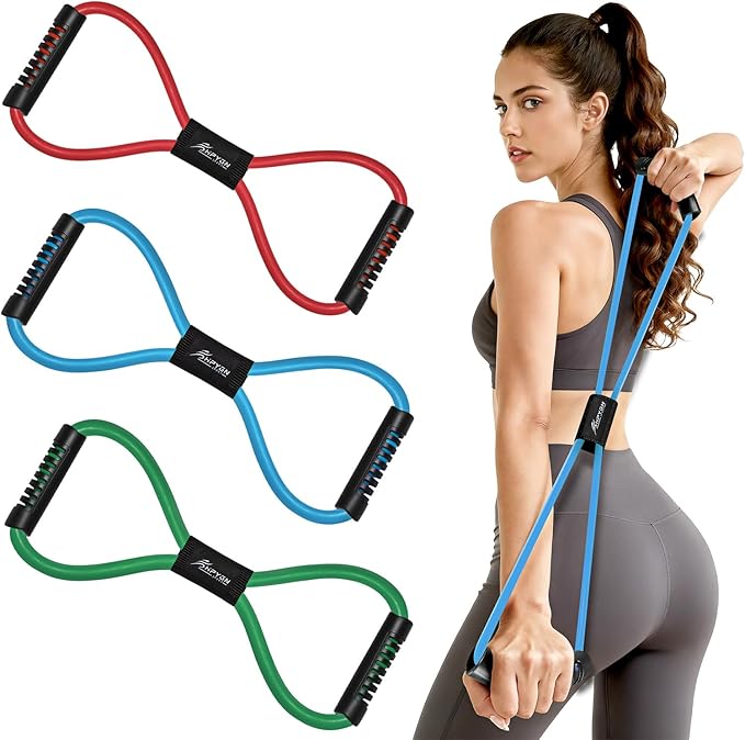 HPYGN Resistance Bands, Figure 8 Exercise Bands for Women Men, 8 Shaped Resistance Bands for Arms, Chest Expander, Yoga Gy...