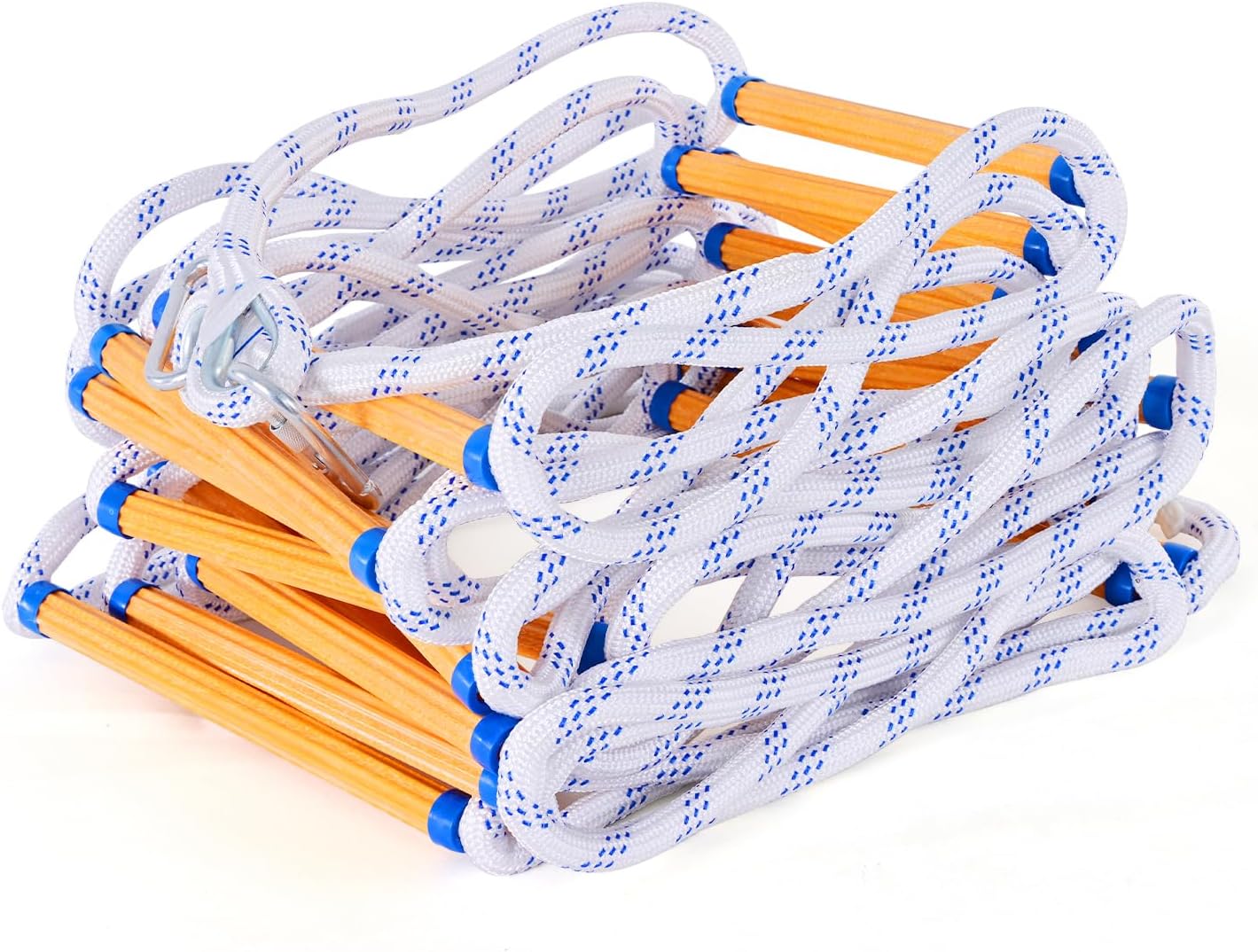 Fire Escape Ladder, 13FT Rope Ladder, Flame Resistant Safety Extension Ladders with 2 Hooks, Fast to Deploy Sturdy and Strong Portable and Reusable 2 Story,Weight Capacity up to 2000 LB