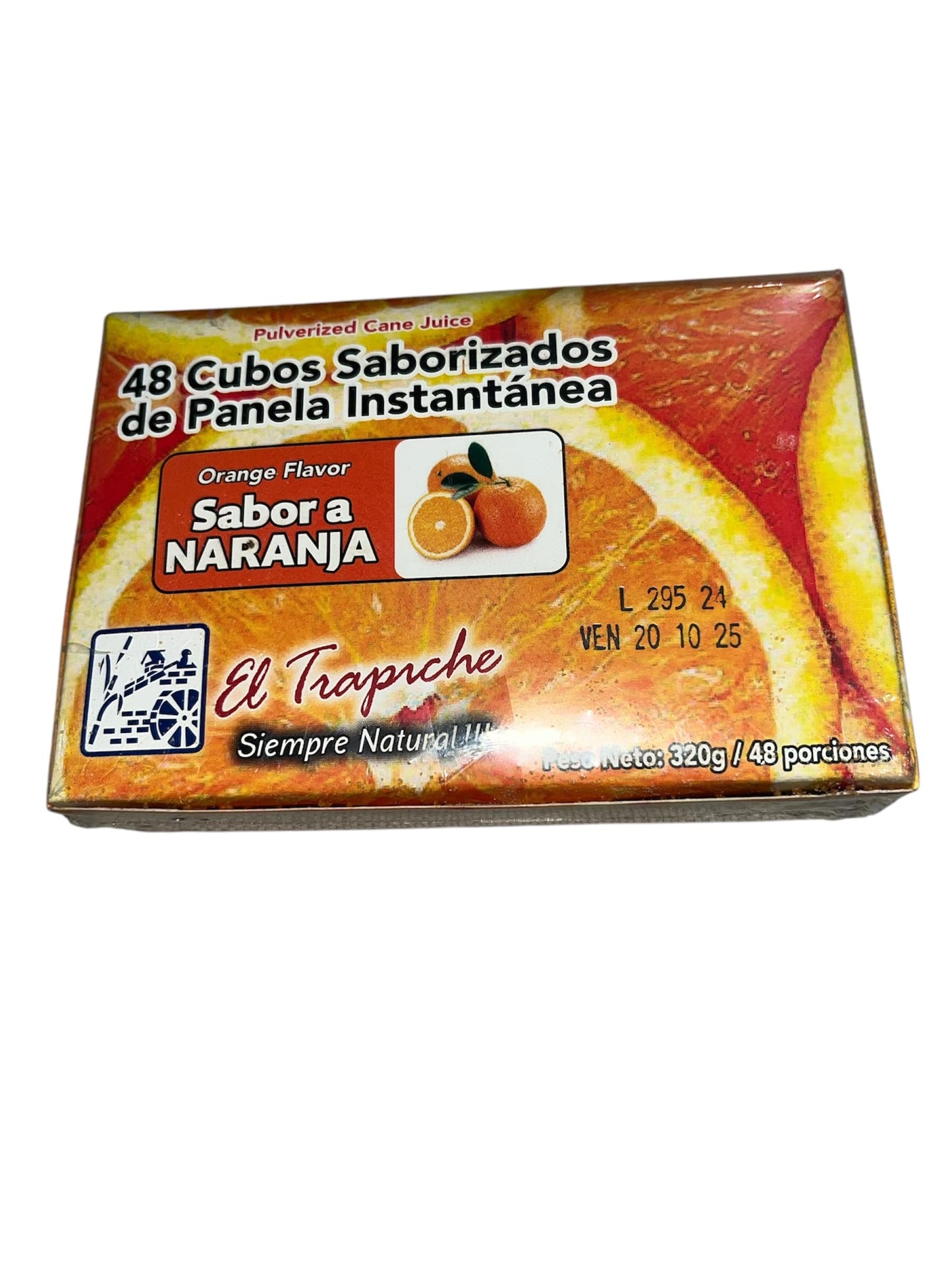PANELA en cubos Instant  nea saborizada 48 cubos peso neto 320g para tomar en forma de TE, importada de Colombia (NARANJA)