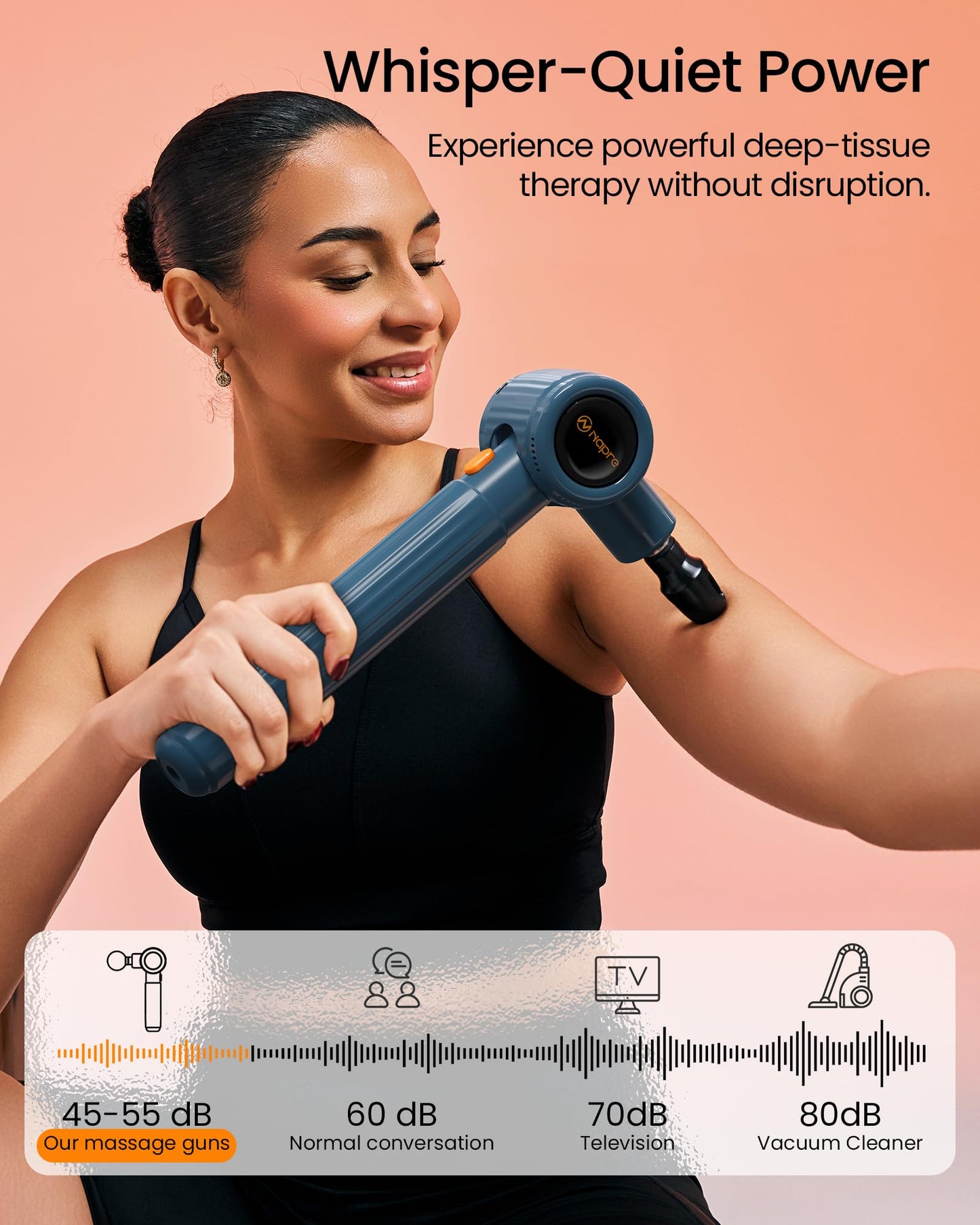NAPRE Massage Gun with Heat,Massage Gun Deep Tissue with Extension Handle & 3 Adjustable Angles,Handheld Percussion Back Massager for Muscle/Neck/Body Pain Relief with Portable Case,Blue