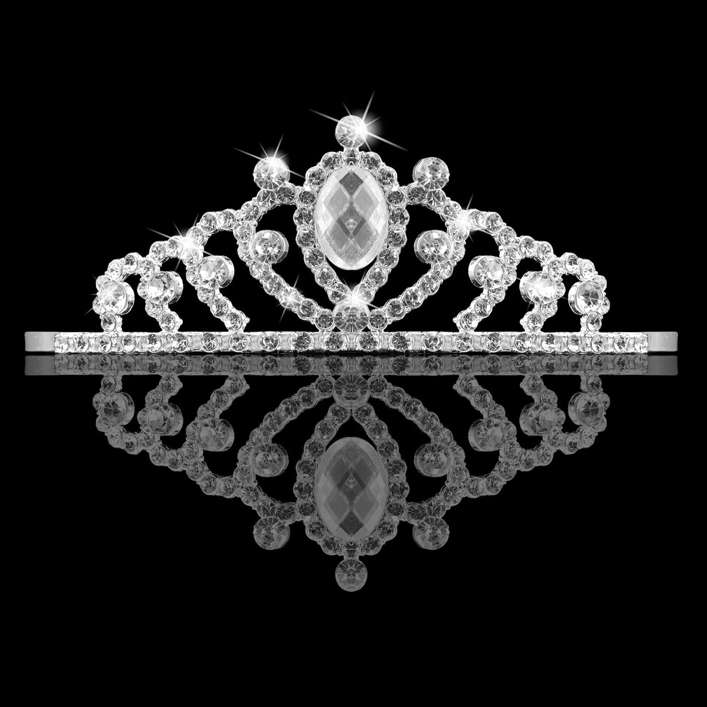 Aprince Silver Tiaras for Women Girls Crystal Princess Crown Birthday Girl Headband Glitter Hair Accessories for Prom Costume Pa