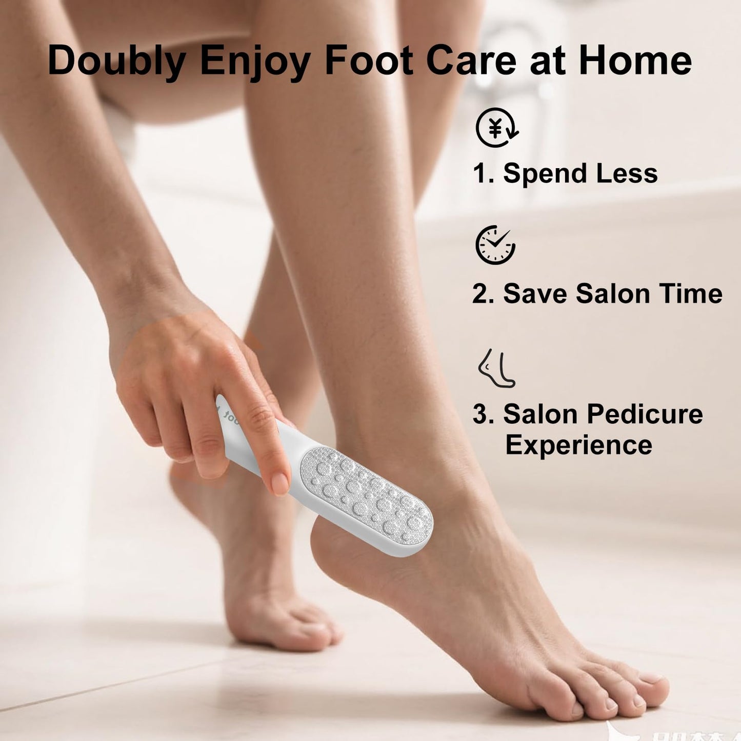 Double-Sided Stainless Steel Foot File, Foot Callus Remover & Foot Scrubber, Professional At-Home Pedicure Tool for Dry & Wet Fe