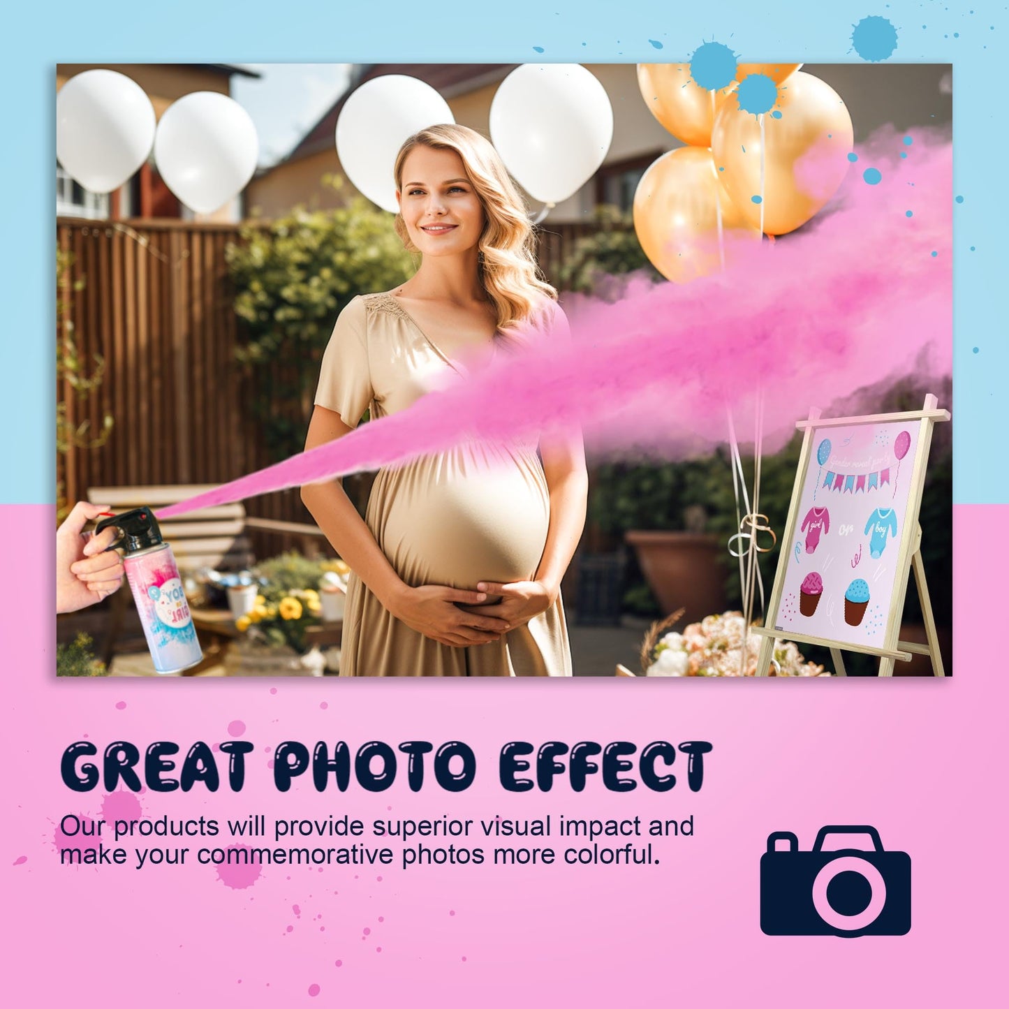 POPUPARTY Gender Reveal Fire Extinguisher Color Blasters, 1 Pink Blaster, 1 Blue Blaster for Baby Boy or Girl Gender Reveal Party