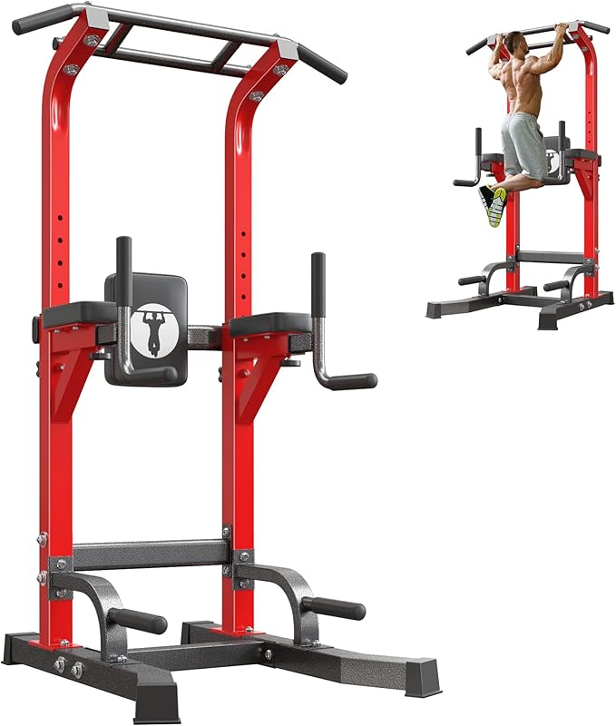 SogesPower Multi-Function Power Tower Pull Up Bar Station Pull Up Dip Station for Home Gym, 10-Level Adjustable Height Pul...