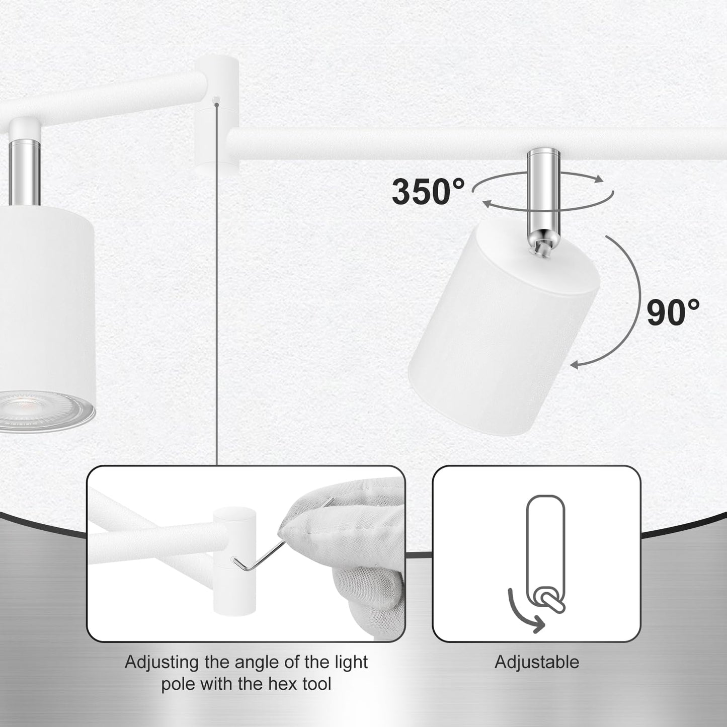 Auquee 6 Light Track Lighting Fixtures Ceiling  Matte White Kichen Track Lighting Fixtures With Rotatable Light Heads  Foldable Lamp Arms  Modern Led Track Lights For Kitchen/Hallway  No Gu10 Bulb