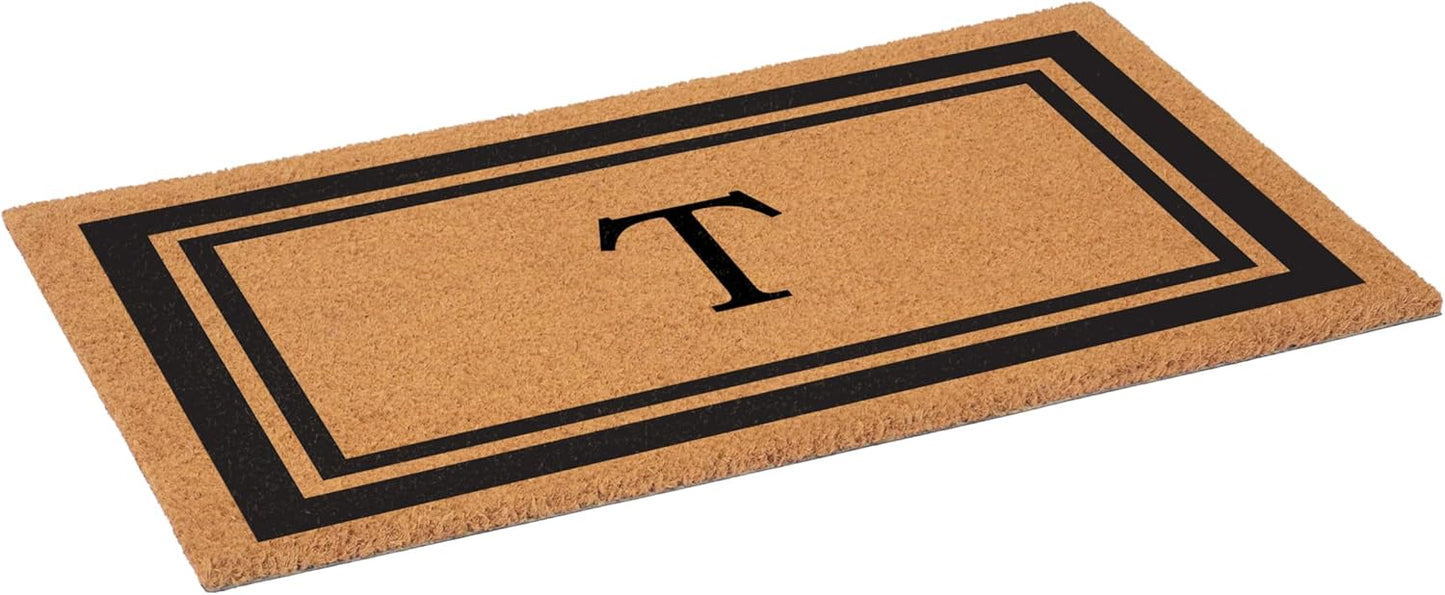 Calloway Mills 152961830T Black Border 18" x 30" Monogram Doormat, (Letter T)
