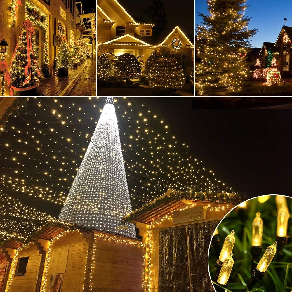 Lyhope Battery Christmas Lights  2Pack Total 66Ft 200 Led Christmas Lights Waterproof 8 Modes Battery Operated String Light For Outdoor & Indoor  Xmas Tree  Wreaths  Holiday Decoration (Warm White)