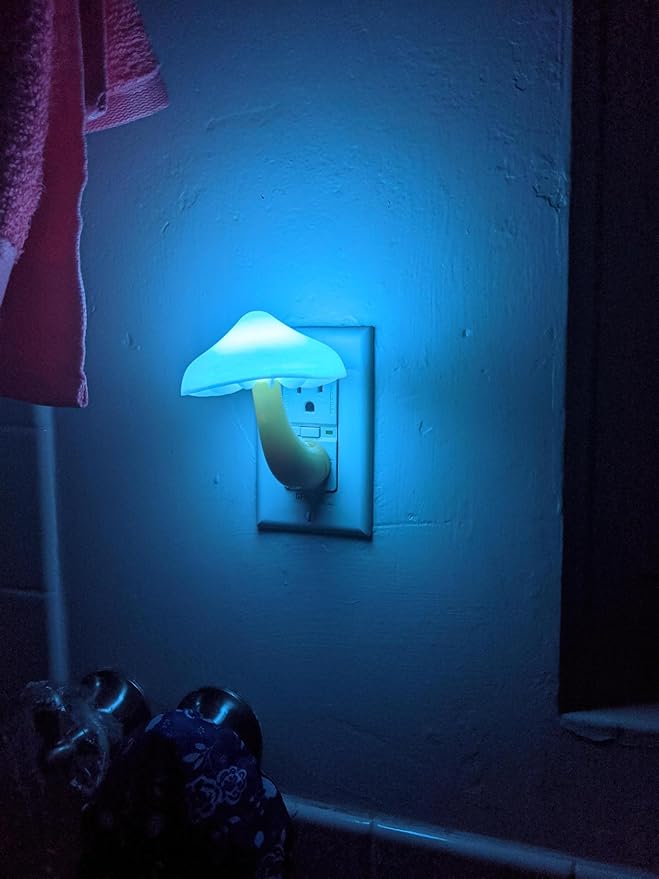 AUSAYE 5Pack Sensor LED Night Light Plug in Lamp 7 Color Changing Mushroom Light Cute Night Lights for Adults Kids NightLight Bedroom,Bathroom,Toilet,Hallway,Stairs,Kitchen,Basement