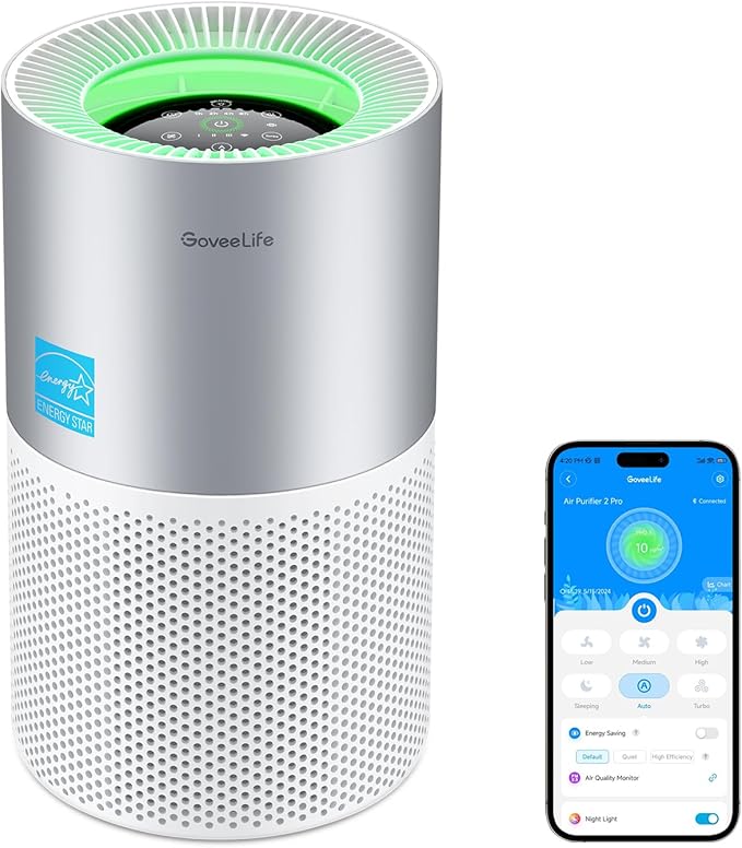 GoveeLife Air Purifiers for Home, Smart Air Purifier for Large Rooms with App & Alexa Control, Covers up to 1162ft², Air Q...