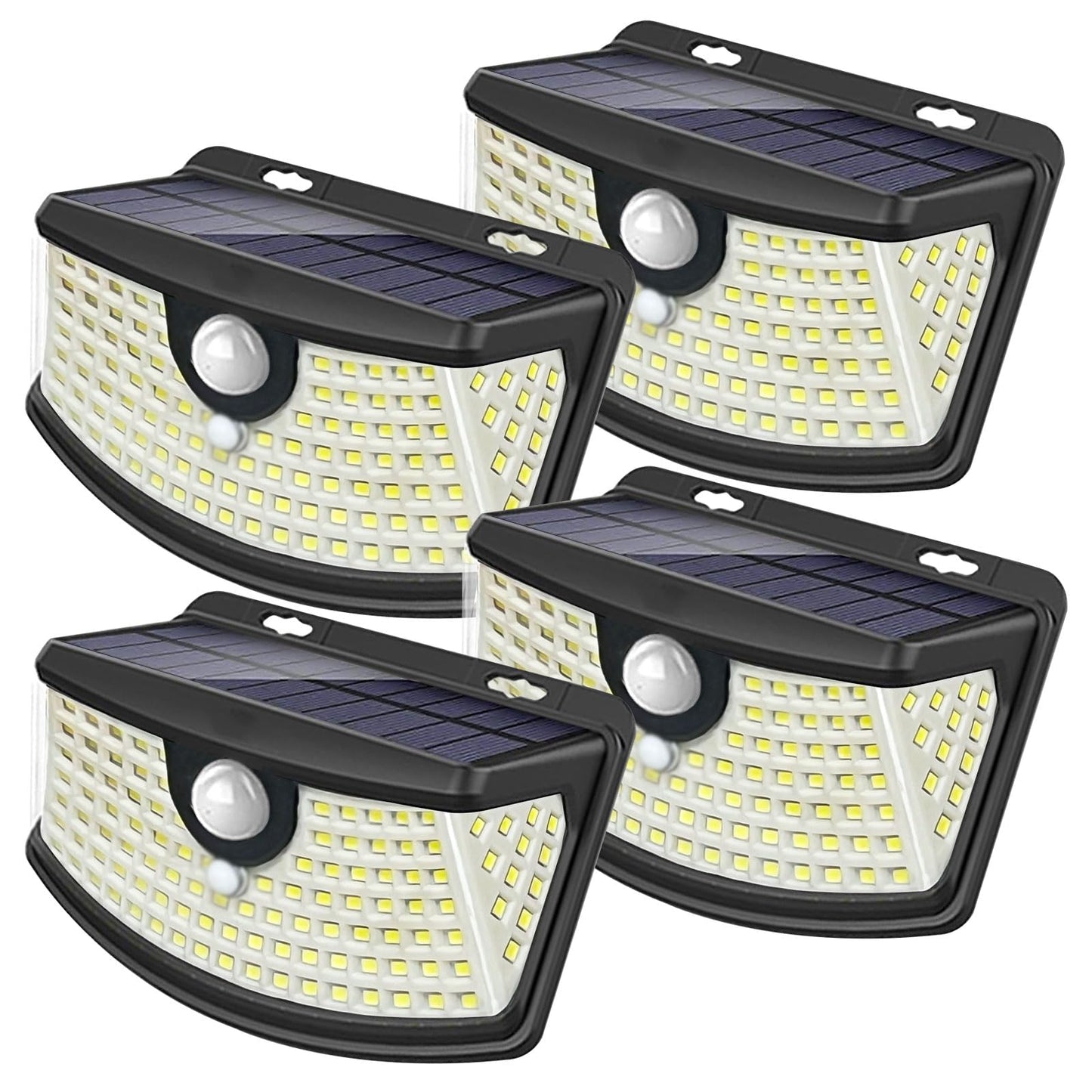 Aootek New Solar Motion Sensor Lights 120 LEDs with Lights Reflector,270° Wide Angle, IP65 Waterproof, Step Lights for Front Door, Yard, Garage, Deck (Black, Daylight White, 4-Pack)
