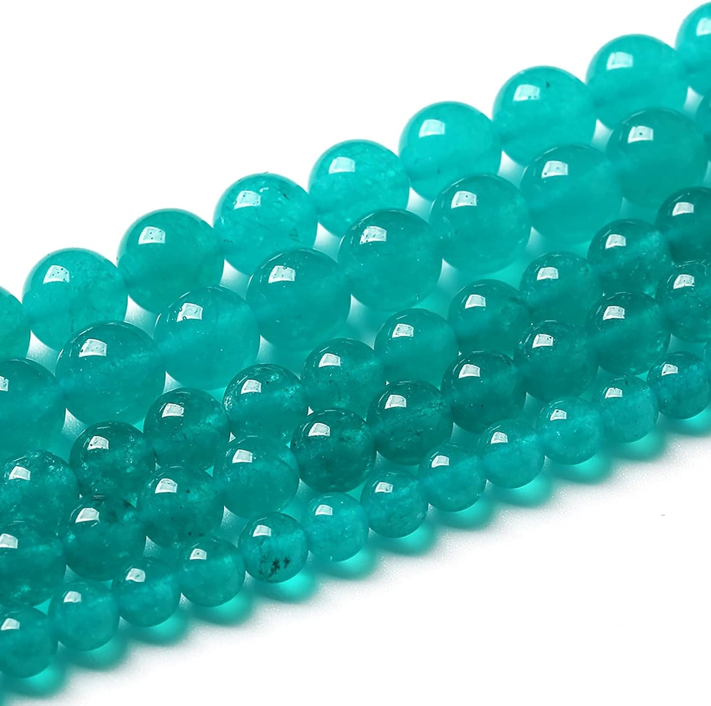 90PCS 8mm Natural Stone Beads Blue Amazonite Jade Stone Round Loose Beads for Jewelry Making DIY Bracelet Necklace 32" 2 Strands
