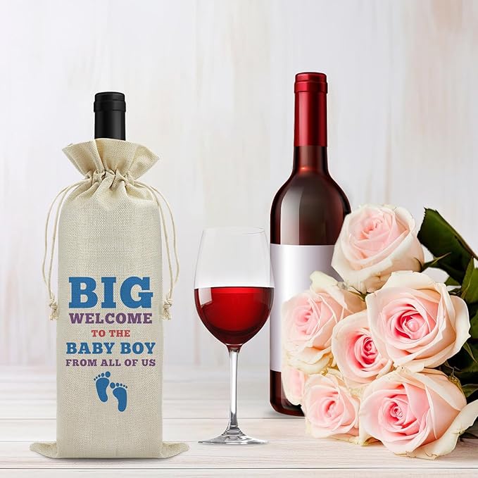 Pregnancy Announcement Gift Baby Gender Reveal Gift Wine Bag for Husband Friends Grandparents New Baby Gift Baby Shower Party Decors Wine Gift Bag Pregnancy Gift for Women Drawstring Wine Wrap Bag