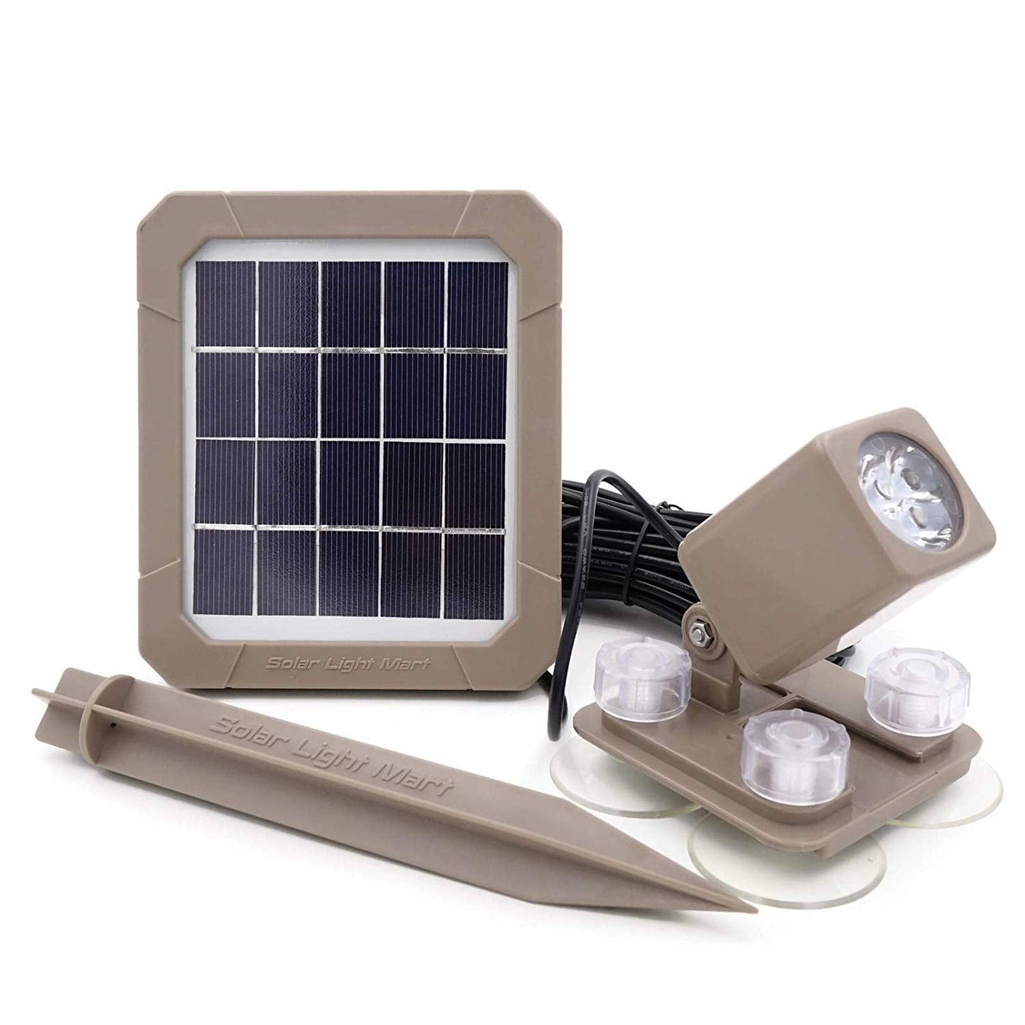 Solar Light Mart AquaHEX 60X Solar Underwater Spotlight, Waterproof Warm White LED, Outdoor Garden Landscape, Glossy Walnut Brown
