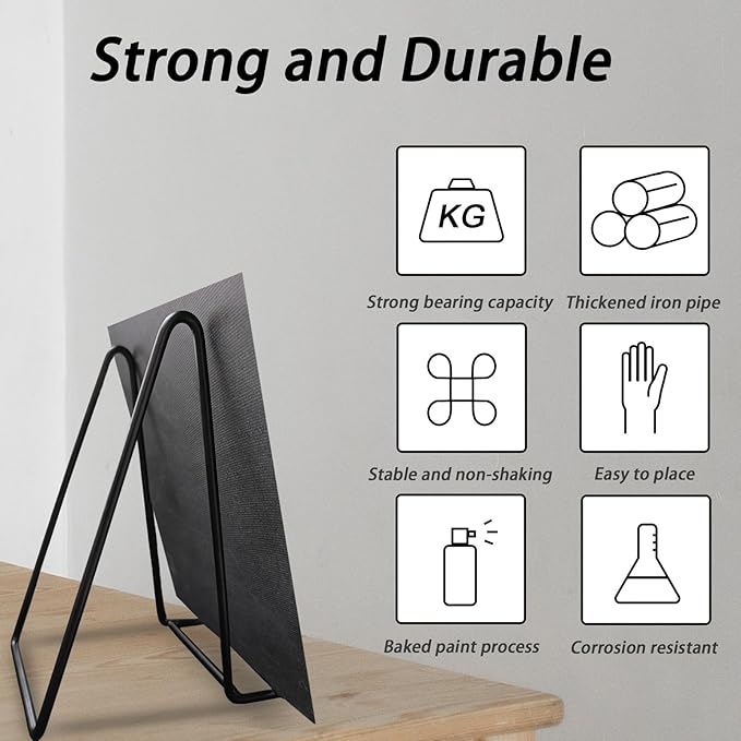 3 Pcs Plate Stands for Display,6 Inch Plate Holder Display Stand, Metal Frame Bracket for Book, Picture, Decorative Plate, Photo, and Platter, Desktop Display Shelf, Tabletop Art