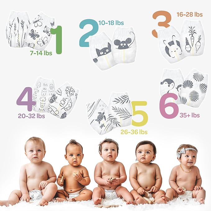 Parasol Clear+Dry Disposable Diapers, RashShield Protection and Leak-Control Fit, Hypoallergenic Diapers, Size 1 (7-14 lbs), 320 Count
