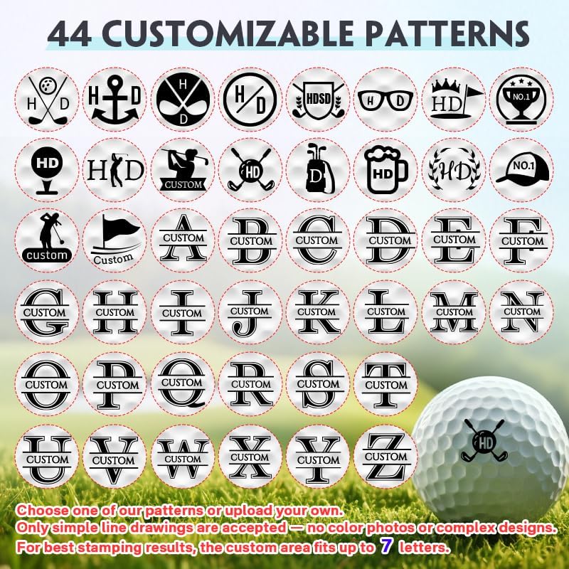 HDSD Custom Golf Ball Stamps Personalized Golf Ball Markers Monograms & Patterns - Golf Accessories