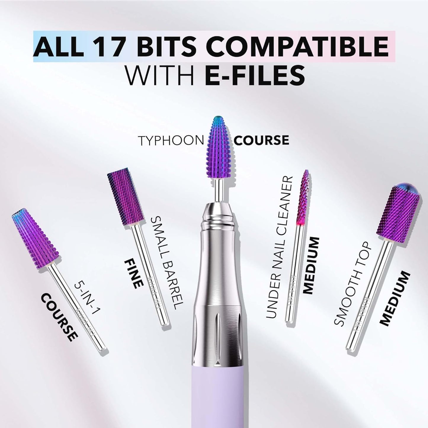 Kiara Sky Purple Drill Bits for E-File Nail Drill (Large Barrel (Medium))