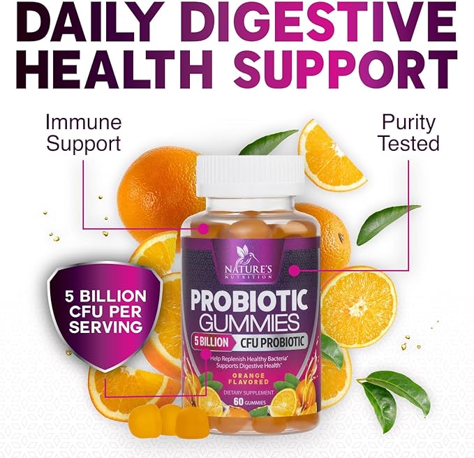 Probiotic Gummies for Women & Men's Digestive Health, 5 Billion CFU, Best Daily Probiotics Gummy for Vaginal, Immune Support & Gut Health, Supports Occasional Constipation Gas & Bloating, 120 Gummies