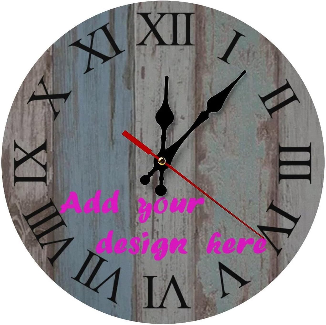 Custom Wall Clock,Personalized Wood Clock add Your Photo/Text,Customizable Silent Round Decoration for Kitchen Bathroom 12inch style5