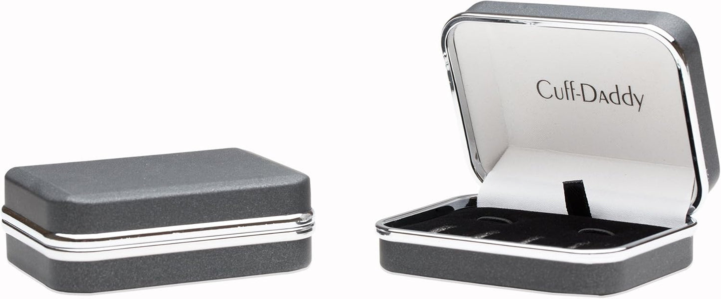 Cuff-Daddy Men's Rose Gold Blue Crystal Cufflinks and Studs Tuxedo Shirt Formal Set with Jewelry Presentation Box Storage Travel Special Occasions