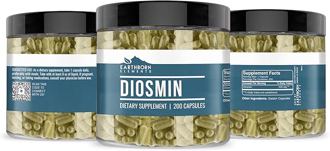 Earthborn Elements Diosmin Pure & Undiluted, No Additives (200 Capsules)