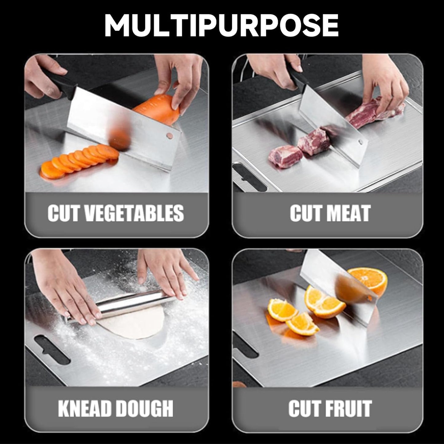 2025 New 100% Pure Titanium Cutting Board with Grooves, Double Sided Chopping Board, Meat, Fruit and Vegetable Cutting Board, Dishwasher Safe (11 * 15 IN)
