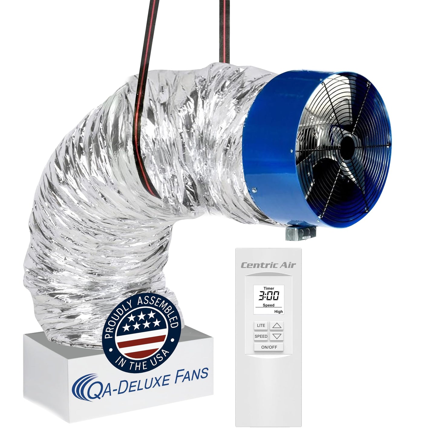 Qa-Deluxe 5500 Energy Efficient Whole House Fan - Plug & Play, 2-Speed Temperature/Timer Remote Control, Removable Grille - 10-W