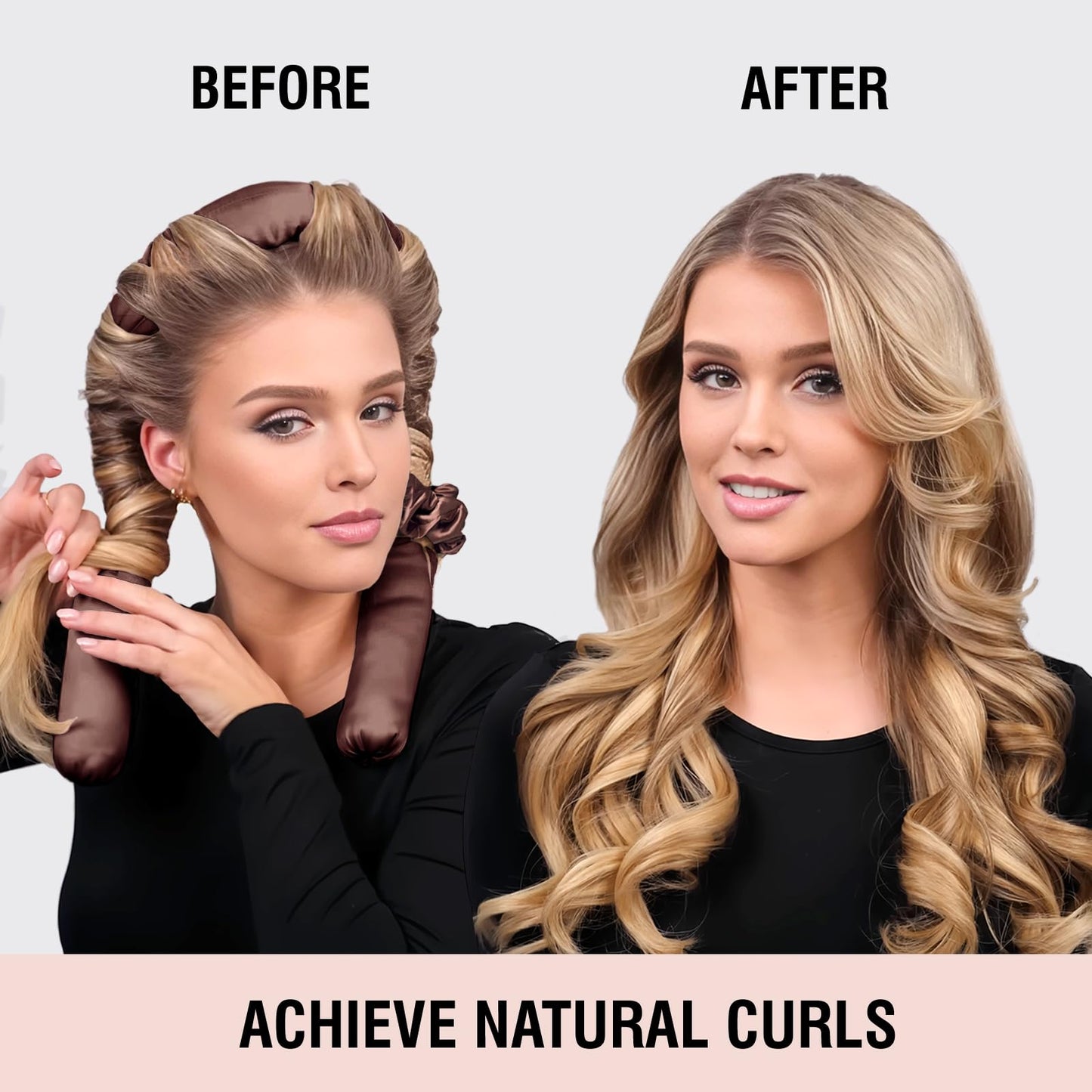 BLINKEEN Jumbo Heatless Hair Curler Set-Satin Heatless Curls Overnight, Jumbo Curling Rod Headband, No Heat Curlers to Sleep in