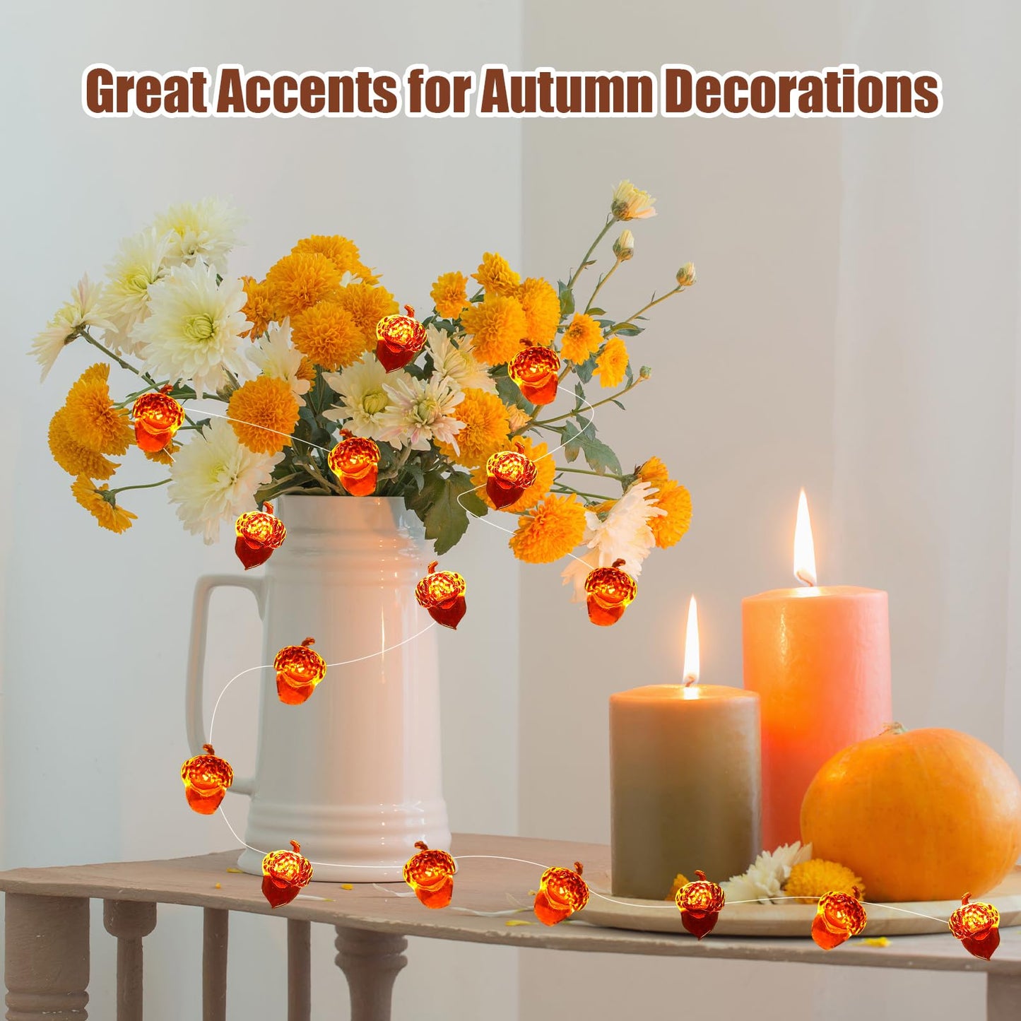 Yoitomehy Thanksgiving Lights Fall Decorations Acorn Lights 30 Leds 10Ft Battery Powered  Fall Decor For Fireplace Farmhouse Autumn Tree Ornaments Home Decor